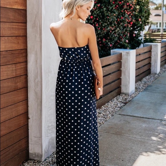 VICI Pretty Woman Strapless Polka Dot Maxi Dress - Picture 3 of 5